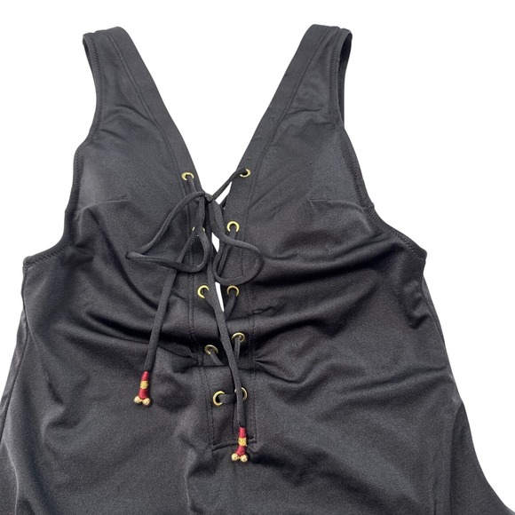 VICTORIAS SECRET Women S Swimsuit Black Lace Up Front Open Back One Piece Summer - Picture 2 of 12